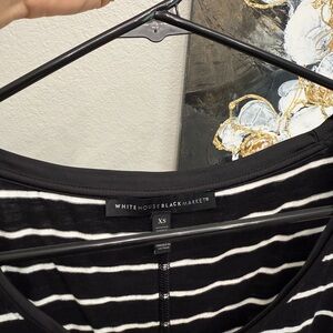 White House Black Market Black and White Striped Blouse